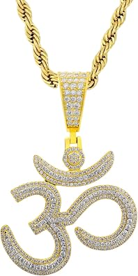 925 Sterling Silver AUM OM Pendant Necklace Sanskrit Ohm Symbol Amulet with Rope Chain, Yoga Meditation Jewelry