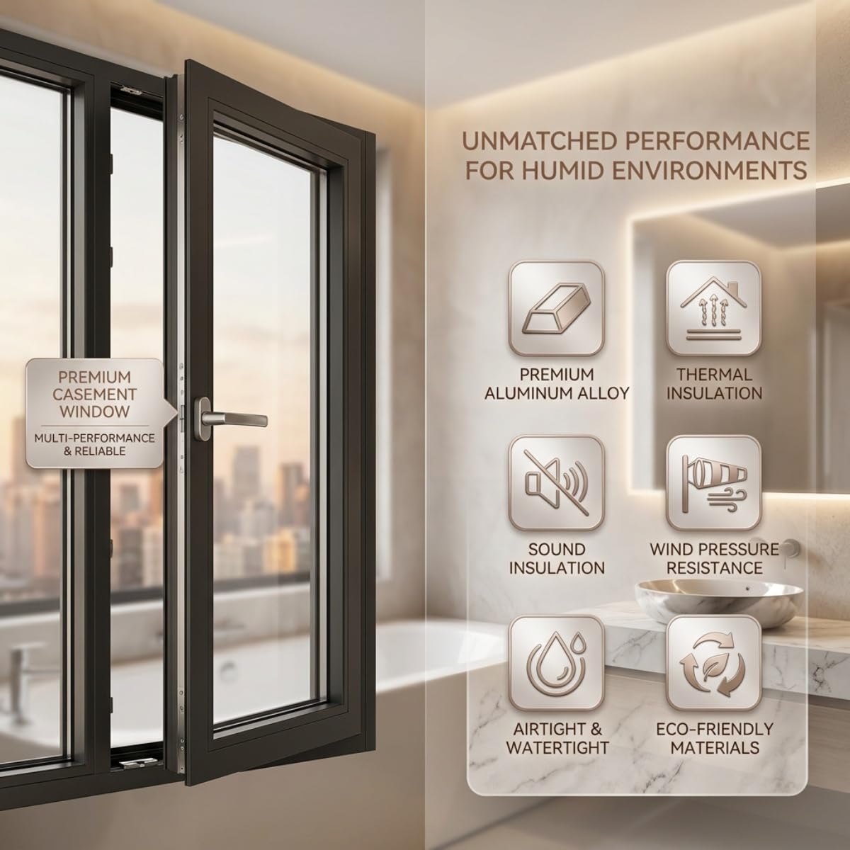Ventana abatible aluminio para baño y balcón, doble cristal, mosquitera acero inoxidable desmontable(White(WxH),20x26")