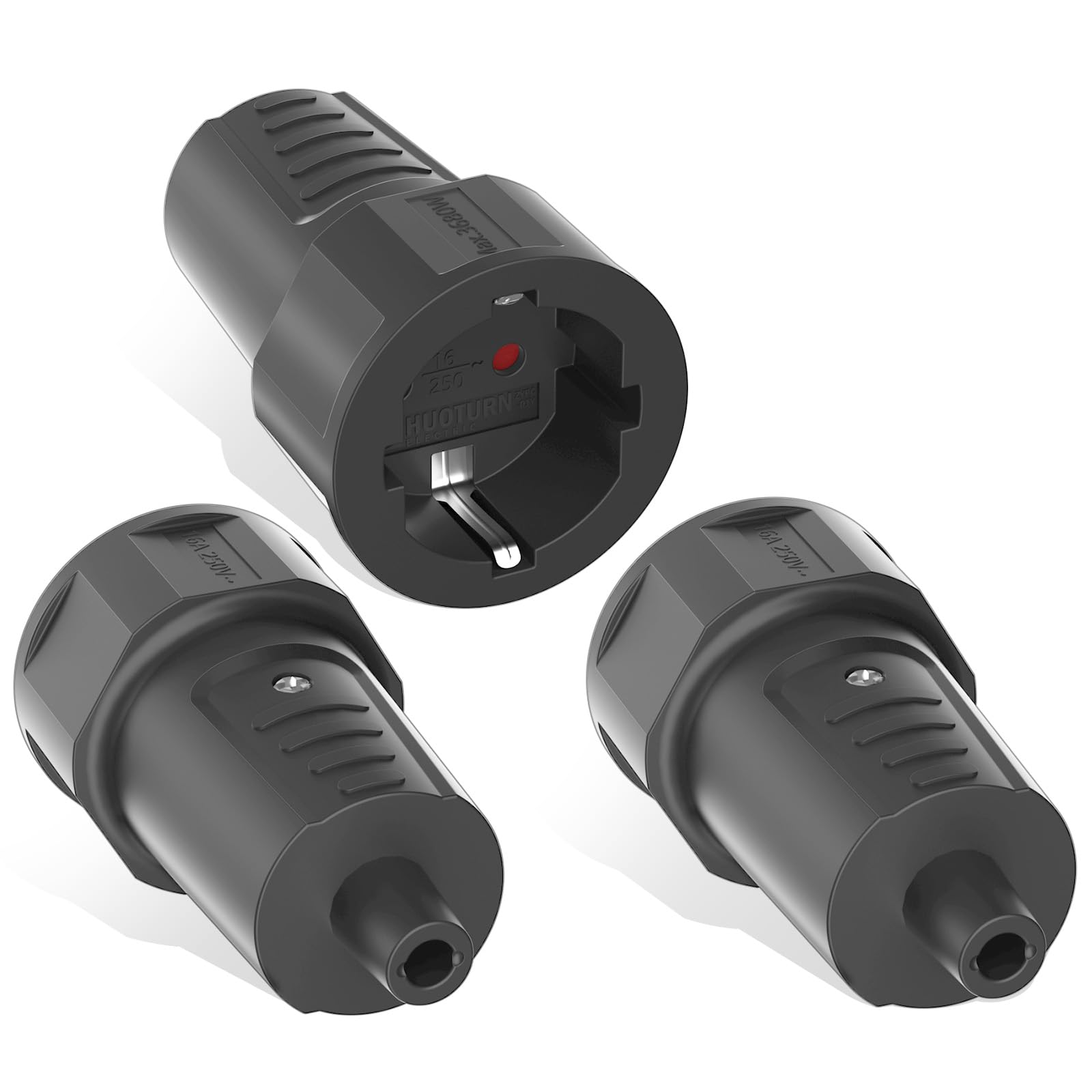 Clavija Enchufe Hembra 3 Piezas Para Cable Schuko Goma Redondo 250 V/16 A