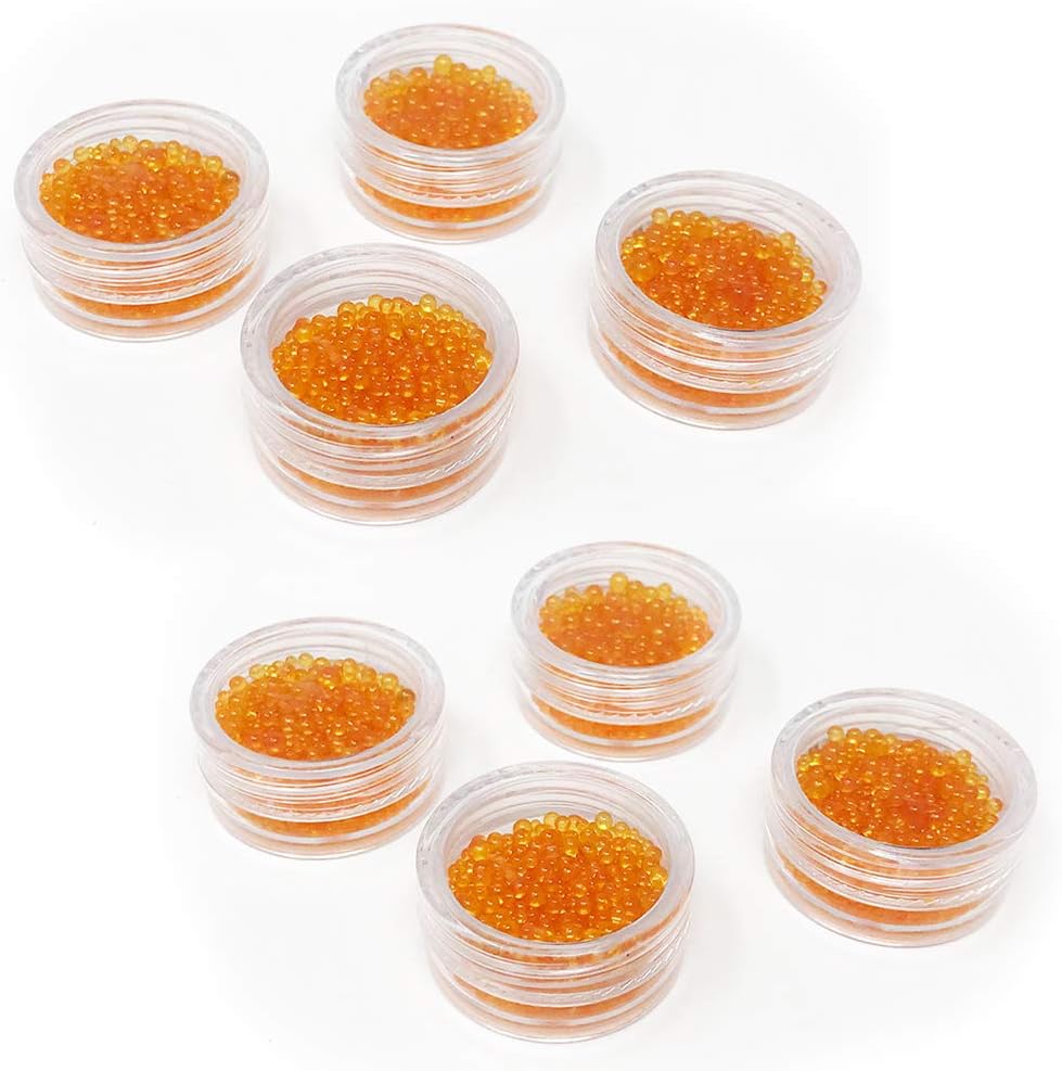 Magik Mini Bubble Beads 3D Nail Art Decoration Manicure 1-3mm Mixed Colorful DIY (8 Pack, Orange)