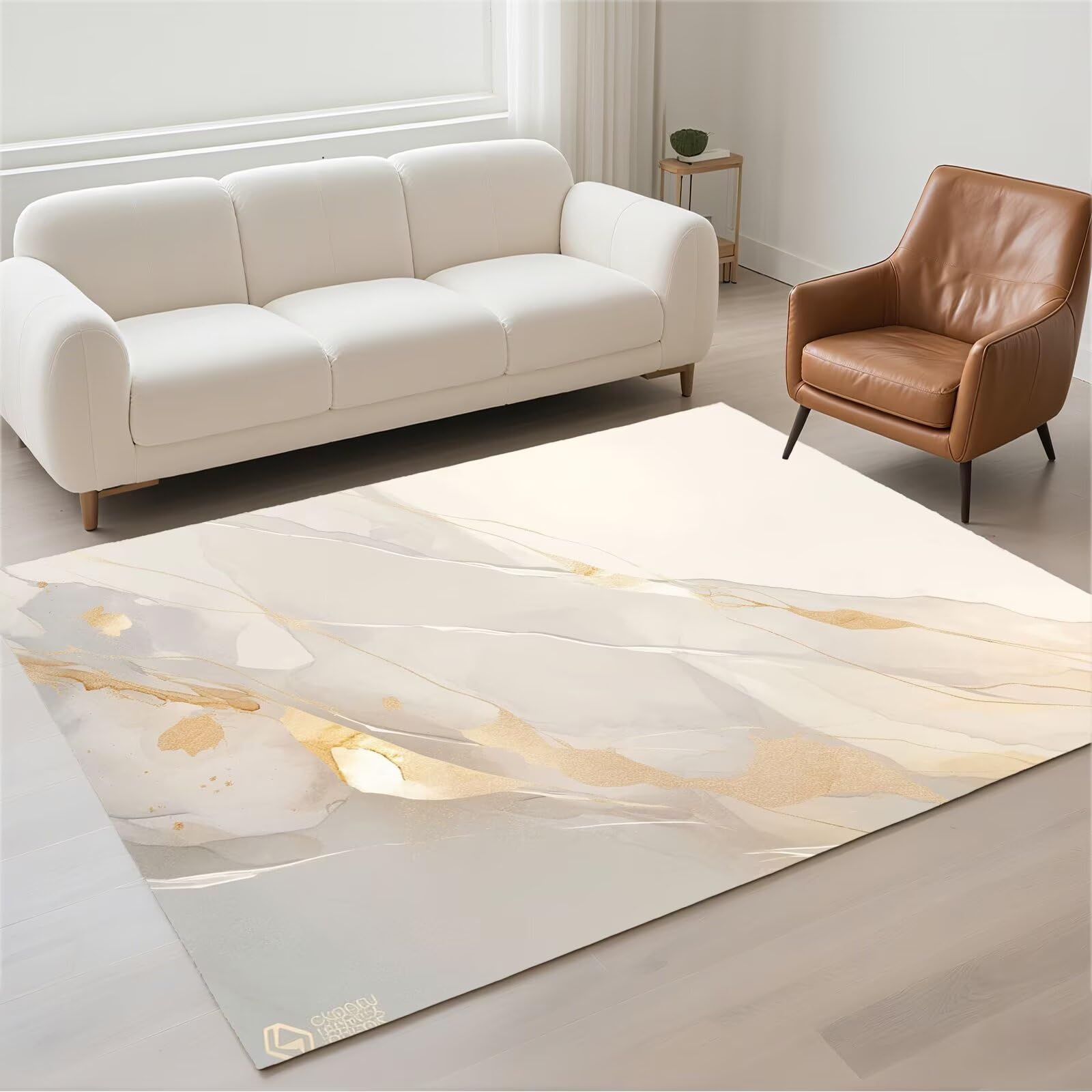 Tapis salon 140x200cm moderne et lavable gris stone pour couloir et chambre