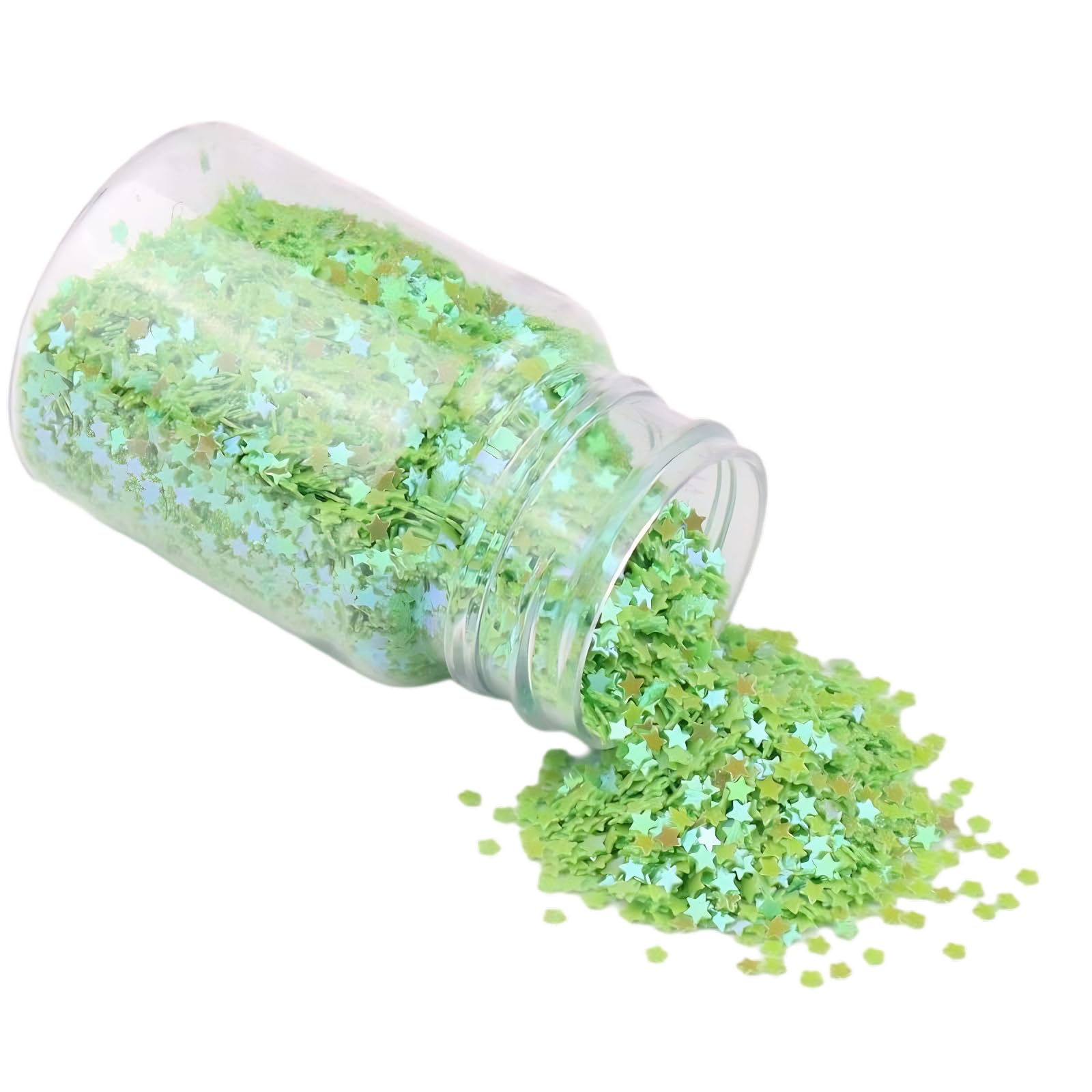 1 Bottle 3MM Holographic Star Sequins Glitter Star Confetti Iridescent Table Sequins for Nail Art Decoration, Scrapbooking, Green