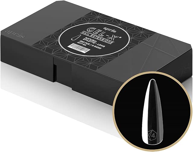Apres Gel-X® Natural Stiletto Long Tip Box | 500pc Gel-X Tips, 11 Sizes 00-9, Premium Quality