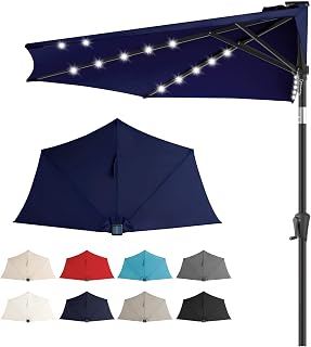 Solar Patio Umbrella Half, Navy Blue