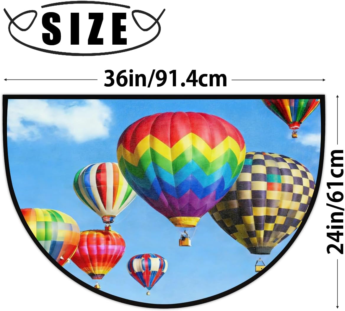 Hot Air Balloon Half Round Doormats for Indoor 36”x24” Door Mat Indoor Entrance Doormat Front Back Door Mat Non-Slip Absorbent Welcome Mat for Entryway