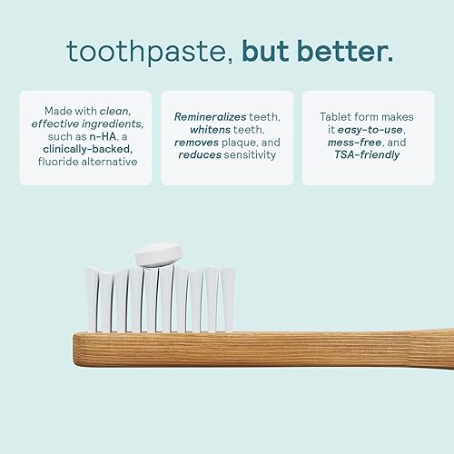 Miniatura 2 de HUPPY Tabletas de pasta de dientes, nano hidroxiapatita, blanqueamiento natural, sin flúor y remineralizante, pestañas de viaje, sabor a carbón, 62