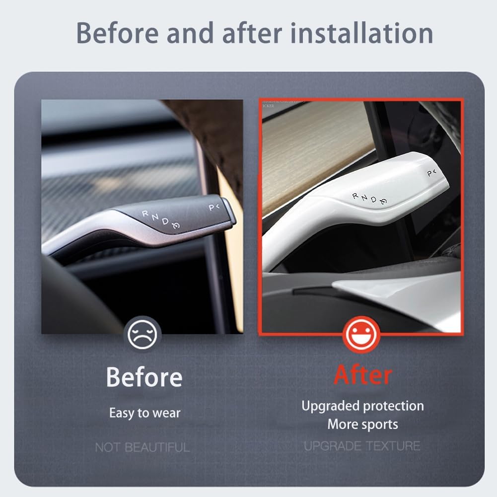 Steering Wheel Trim Cover with Gear Shift Cover for Tesla Model 3 Y Decorative Accessories 5Pcs(Matte White)