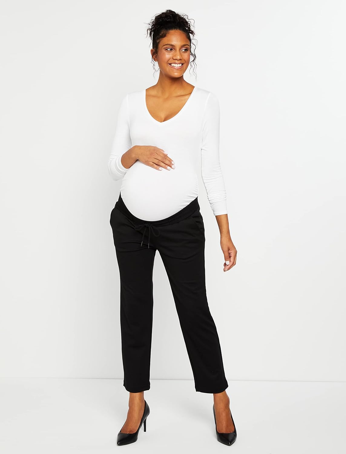 Motherhood Maternity Women's Under Belly Drawstring Knit Maternity Pants