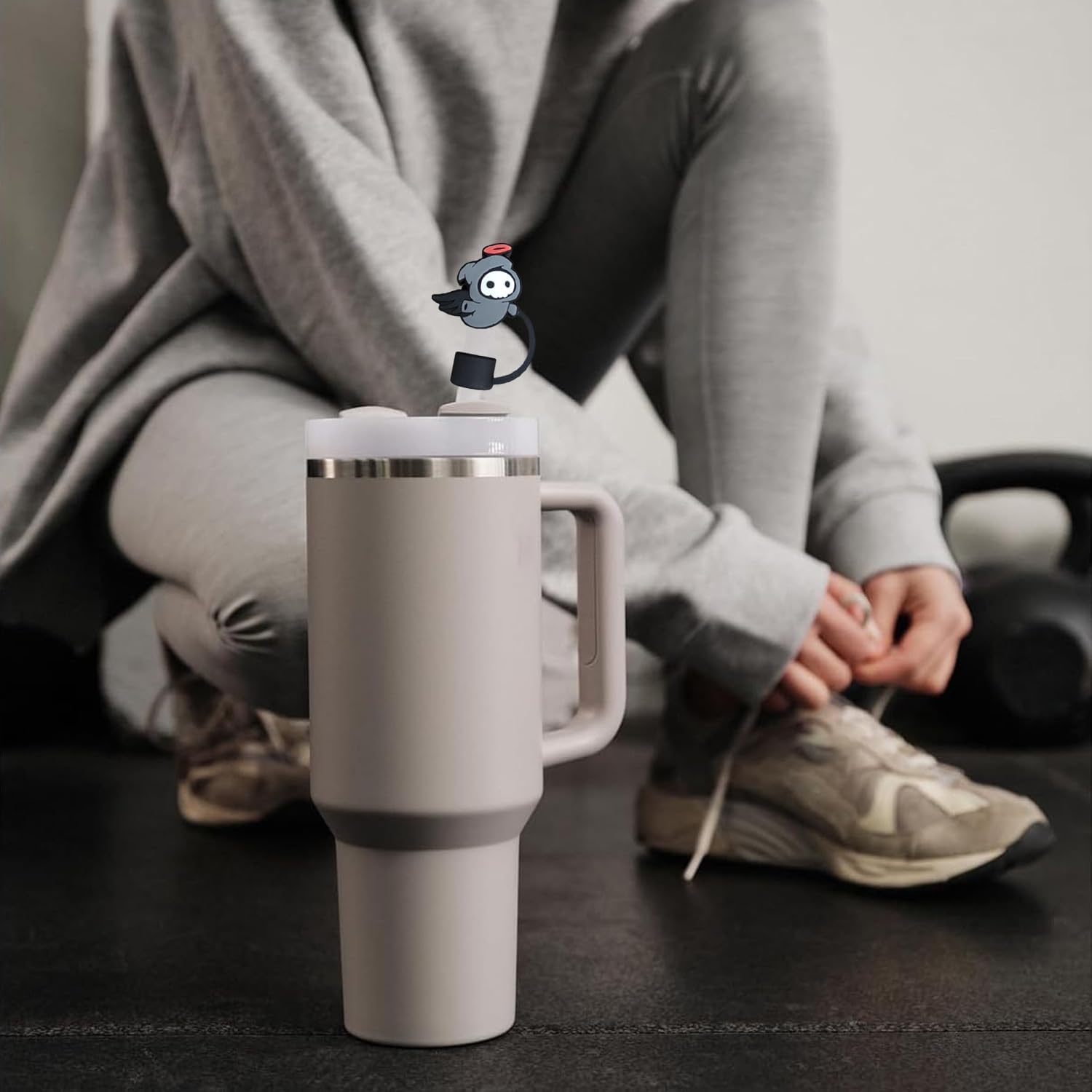 Black Halloween Straw Toppers Reusable Drinking Straw Cover Cap for Stanley Cup Ghost Pumpkin Bat Cat Drinking Straw Covers 0.4in Cute Straw Tip Covers Decorations for Halloween Cup Accessories 4Pcs - Image 2