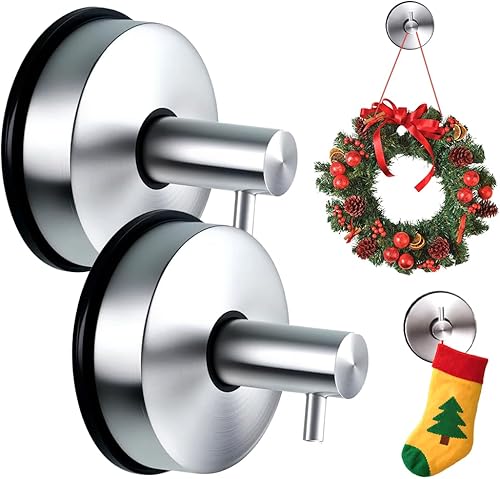 Miniatura 8 de 2 ganchos de ventosa para coronas de puerta en ganchos de ventosa de vidrio para ducha, toallas colgantes 2025 para ventana, puerta de baño, espejos