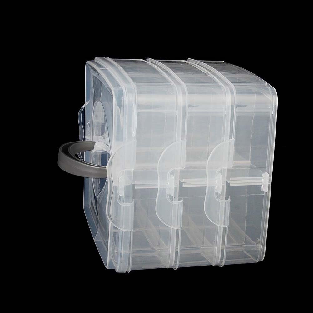 Tinksky Jewelry Organizer Storage Container with Removable Dividers 3-Layer 18-Grid (Transparent)