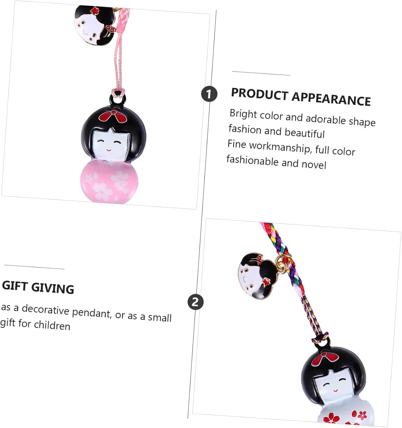 Hemobllo Japanese Kokeshi Doll Phone Pendant Keychain Colorful Mobile Link Charm Multifunctional Bag Hanging Accessory for Women