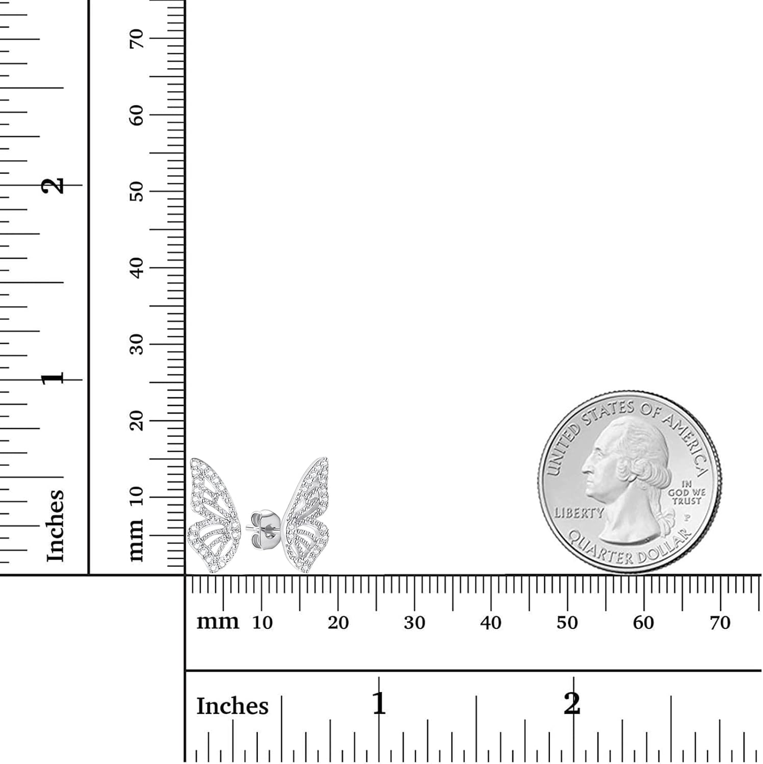 Luxval Butterfly Wing Earrings,18K Gold Plated CZ Simulated Diamond Silver Stud Earrings, Tiny Butterfly Cartilage Earrings for women,Gold Stud Earrings for Girls - Image 8