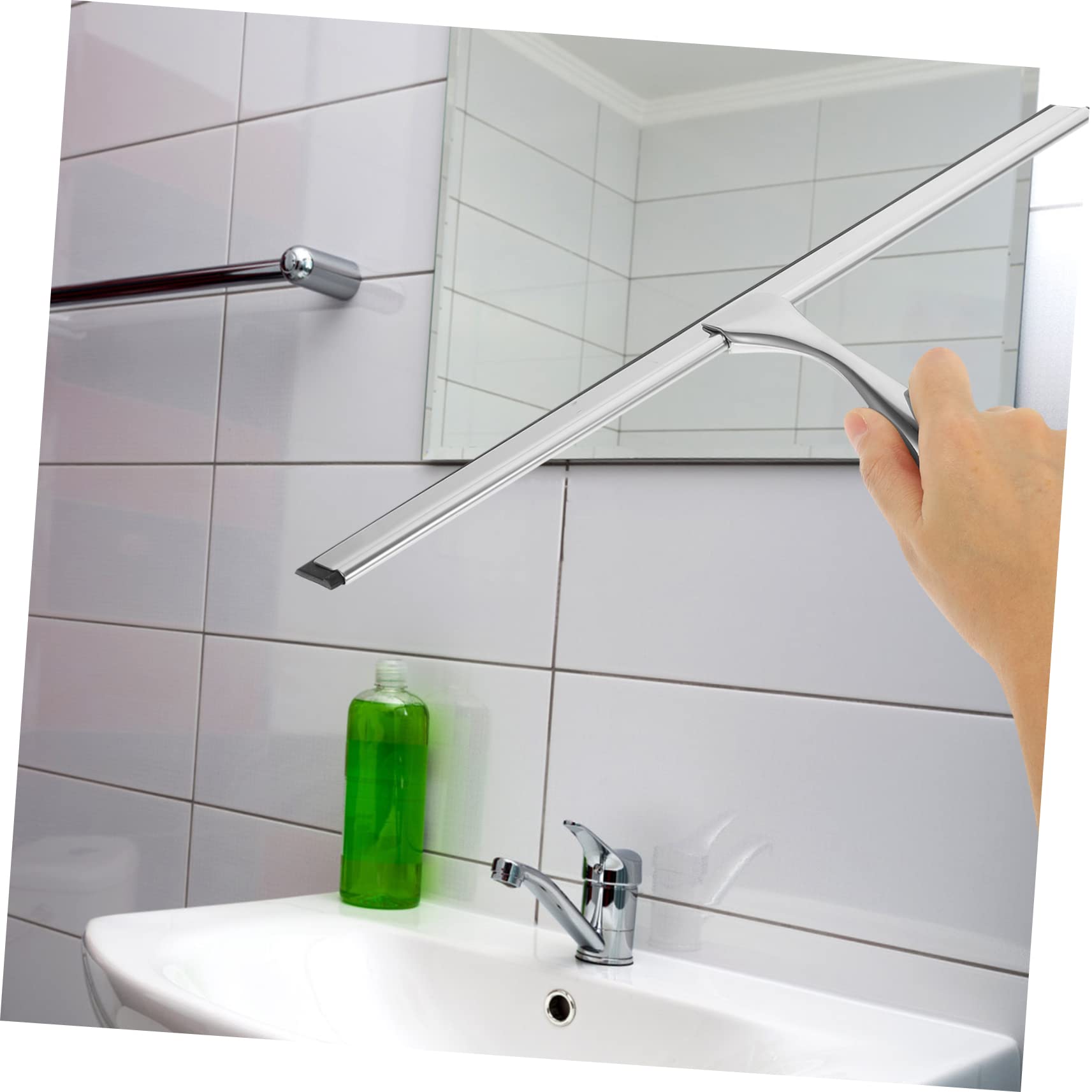 14 Zoll Duschabzieher Silber, aus Edelstahl, mit Silikon für Badezimmer