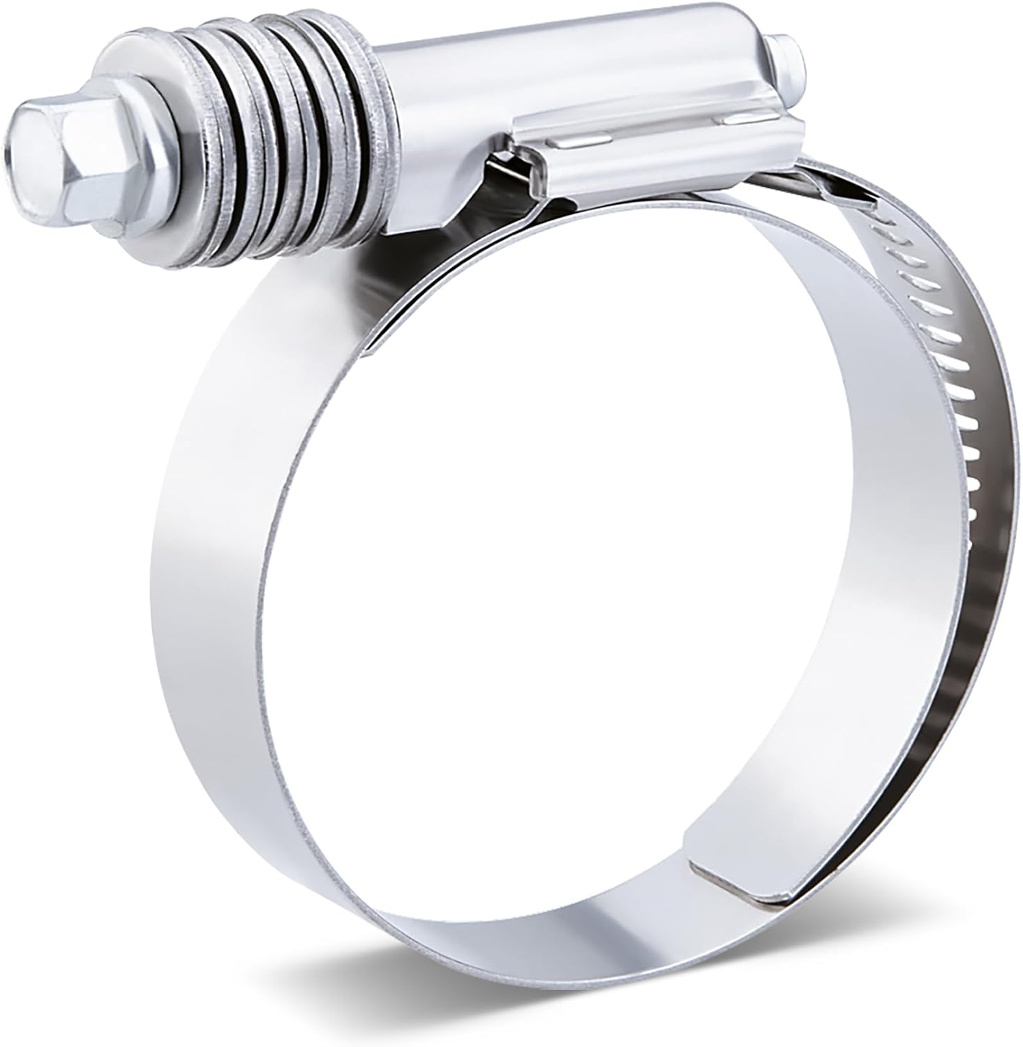 Breeze Constant Torque Heavy Duty Hose Clamps with Liner, Pack of 10, 5/8 in Width, 300 Series Stainless Steel Band, 410 SS Screw, Diameter Range 1-1/4 to 2-1/8 in, 32–54 mm