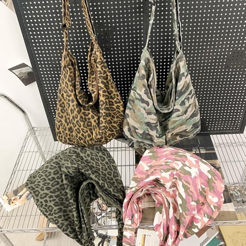 Image of Cotton Tote Handbag Women Canvas Crossbody Beach Bag Hobo Shoulder Tote Bag with 3 External Pocket,Zipper Closure