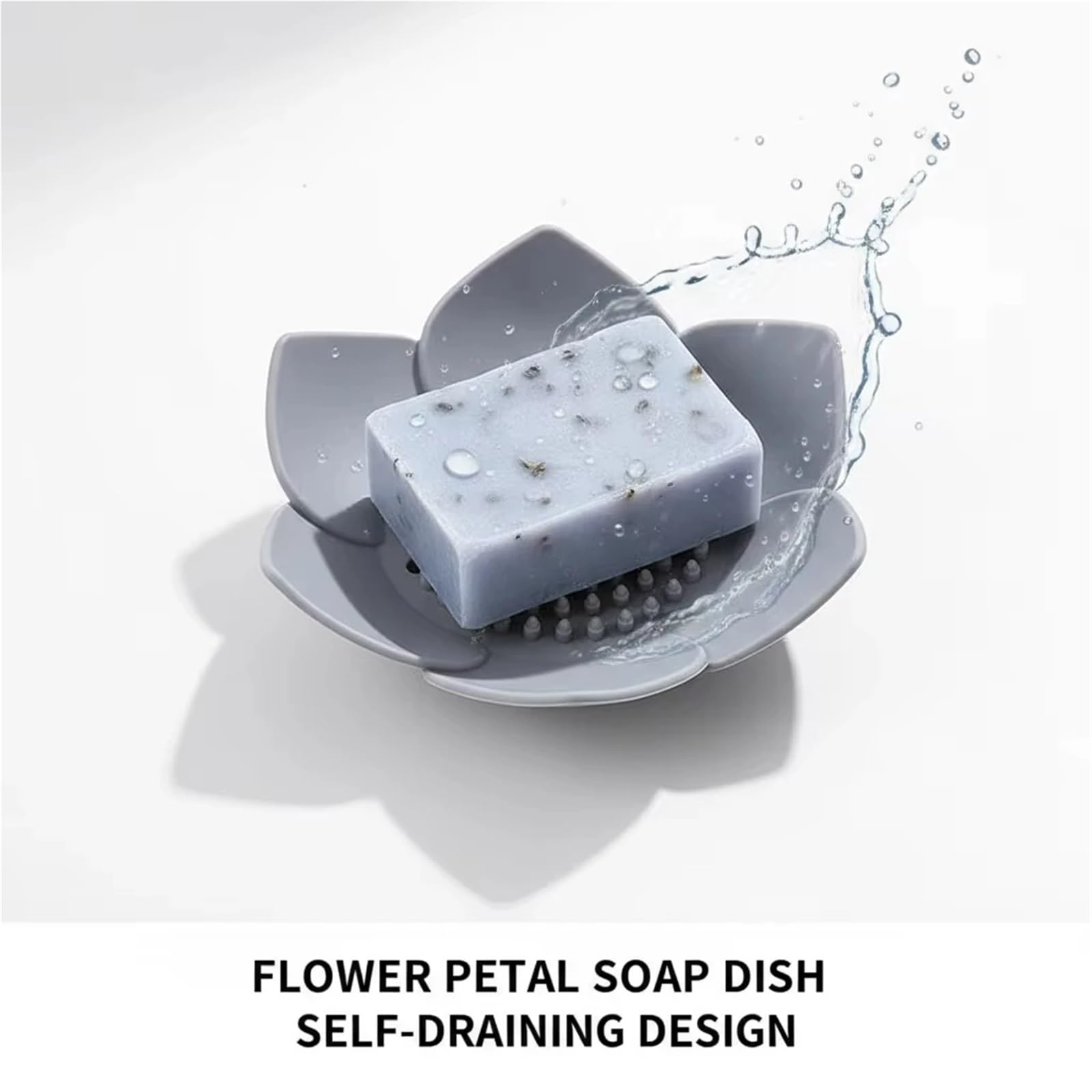 Jabonera Antideslizante, Caja de jabón 3 uds. Plato escurridor Silicona Antideslizante con Forma Accesorios baño Multicolor(Gray+White+Pink)