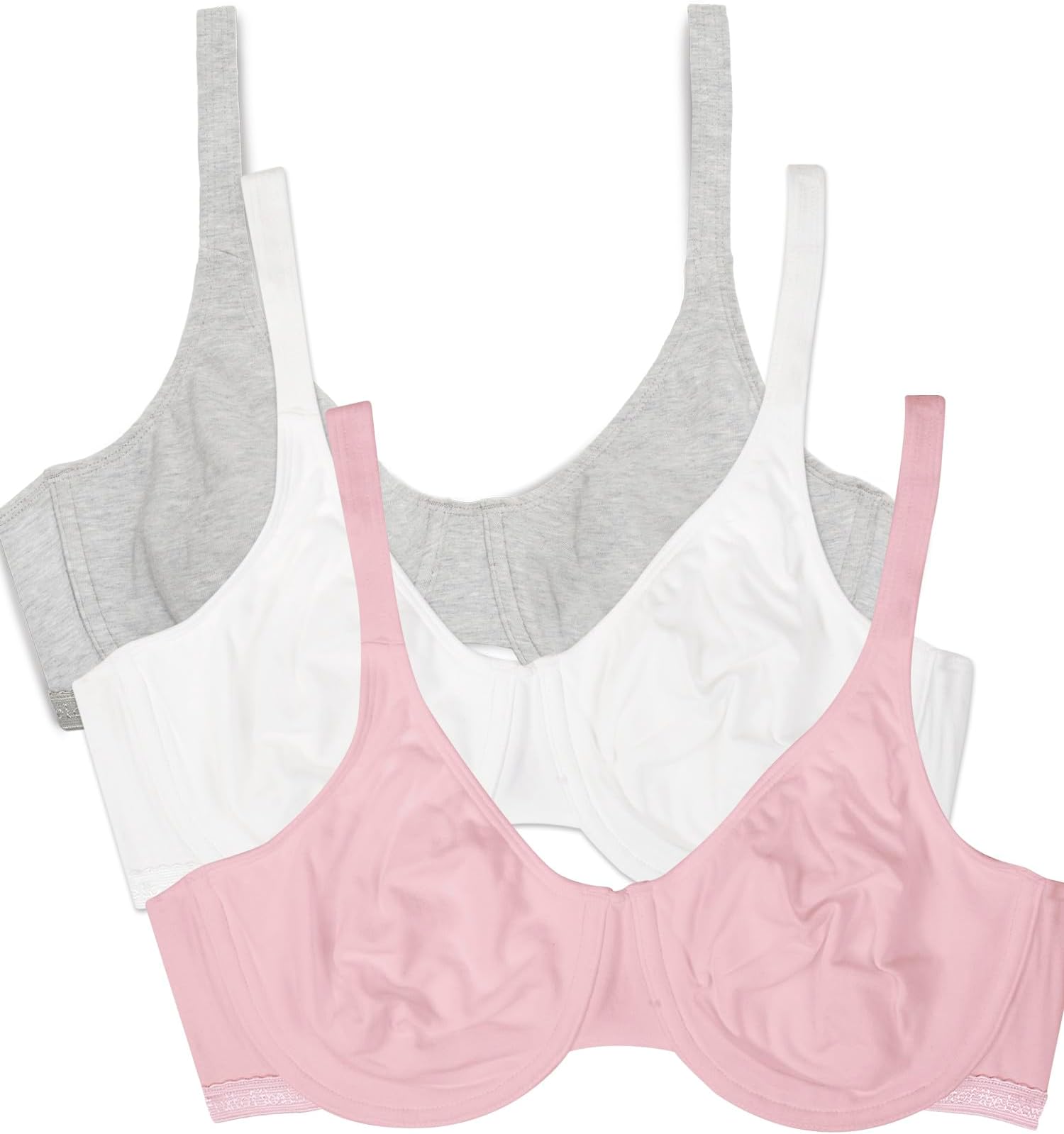 Fruit of the Loom Women's Multi-Pack Unlined Underwire Cotton Bra