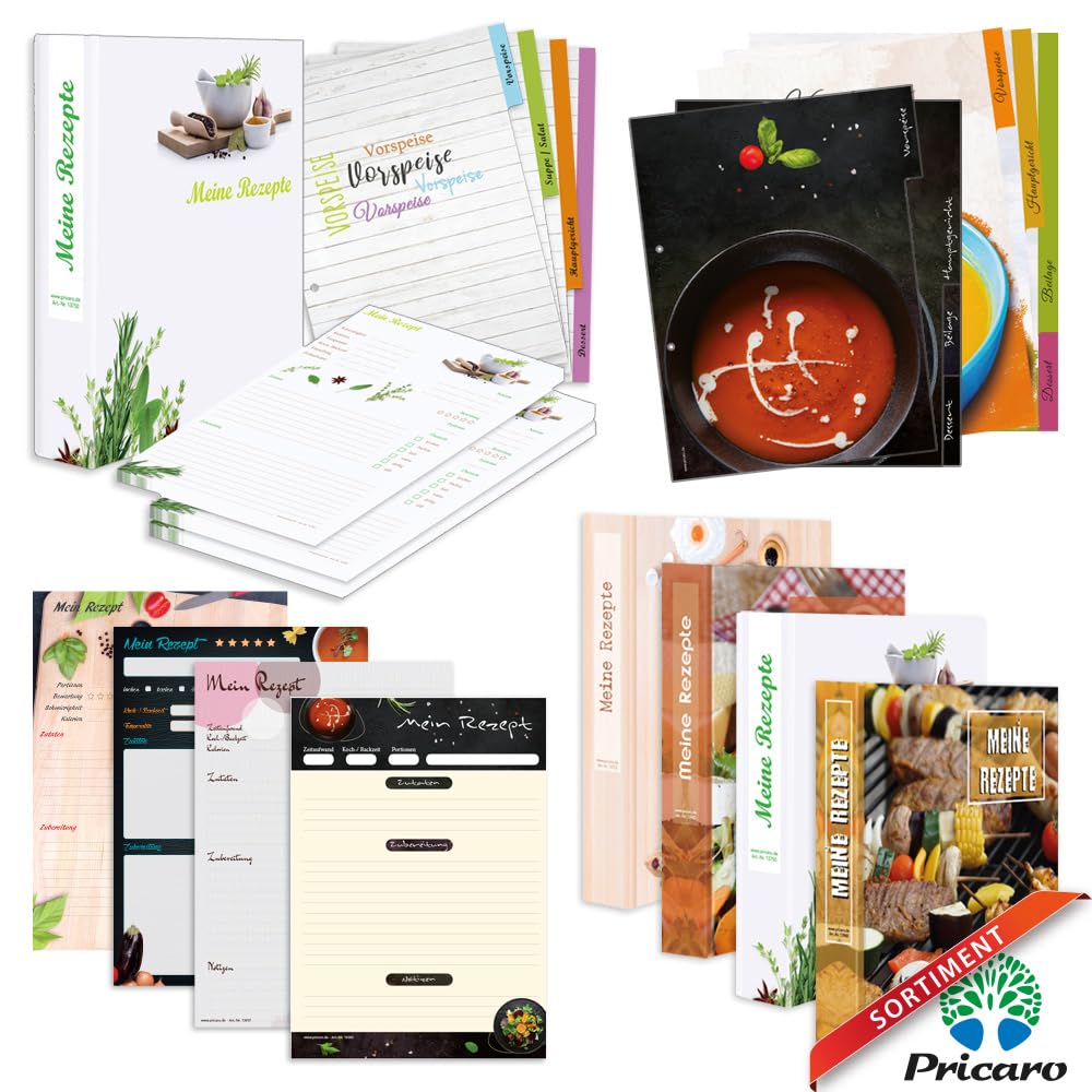 PRICARO Cartella Ricette Set Completo "Gourmet", A4, 8 Pezzi