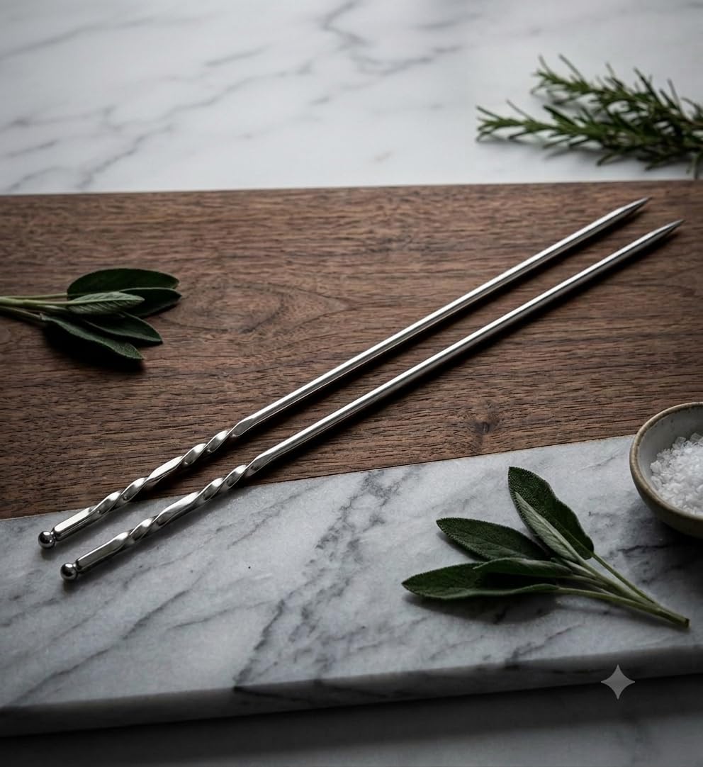 Pack of 2 | Hair Detangling Needle Chikkuvaru stainless steel 10 inches | Heavy Metal | Traditional tool for all hair types-picture-45