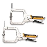 POWERTEC 2 Way Pocket Hole Clamp, Quick Release 12” Right Angle Clamp for Pocket Hole Joinery, Vise Grip Clamps w/Ergonomic Grip & Swivel Pad, Clamps for Woodworking, DIY, Drawer Making-2PCs (71745V)