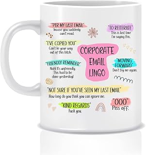 Corporate Email Lingo Mug - Per My Last Email - Unique Office Humor - Coworker Leaving Gift With Clean Or Curse Words Option 11oz