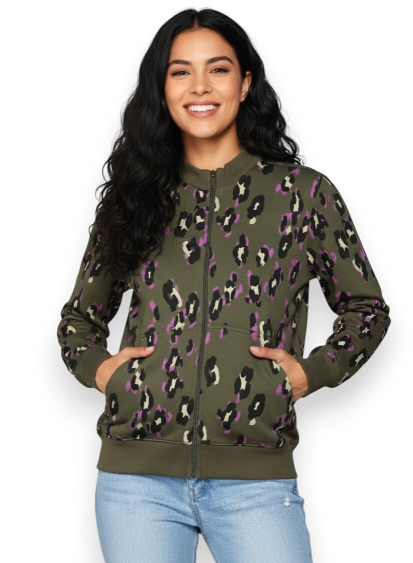 Alan Jones Clothing Women’s Printed Zipper Cotton Sweatshirt