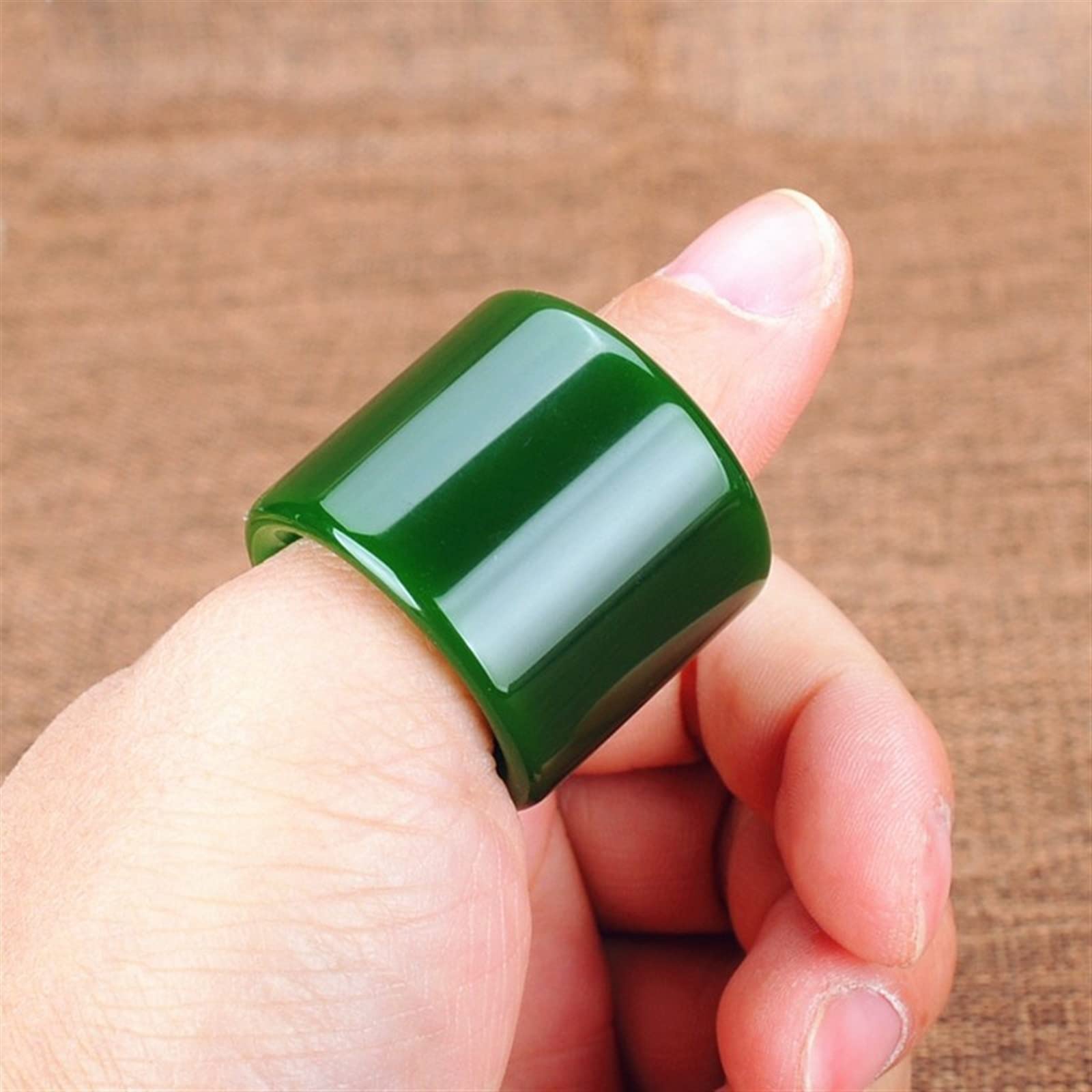 HMJGDHX 22 mm chinesischer grüner Jade-Ring, Daumenring, Schmuck, Glücksbringer, dominanter Ring für Männer und Frauen, feiner Jade-Schmuck