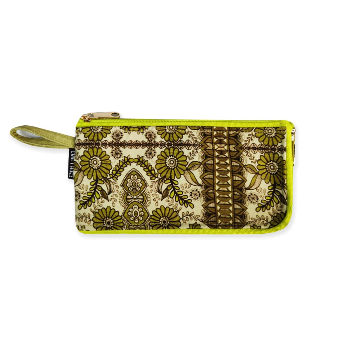 craft hues Women | Girls Dual Zipper Printed Cotton Canvas Fabric Wallet | Perfect for Mobile Phone, Cash, Business Cards, Id Cards Etc | Trendy & Stylish Design (Green Madhubani Garden)-picture-12