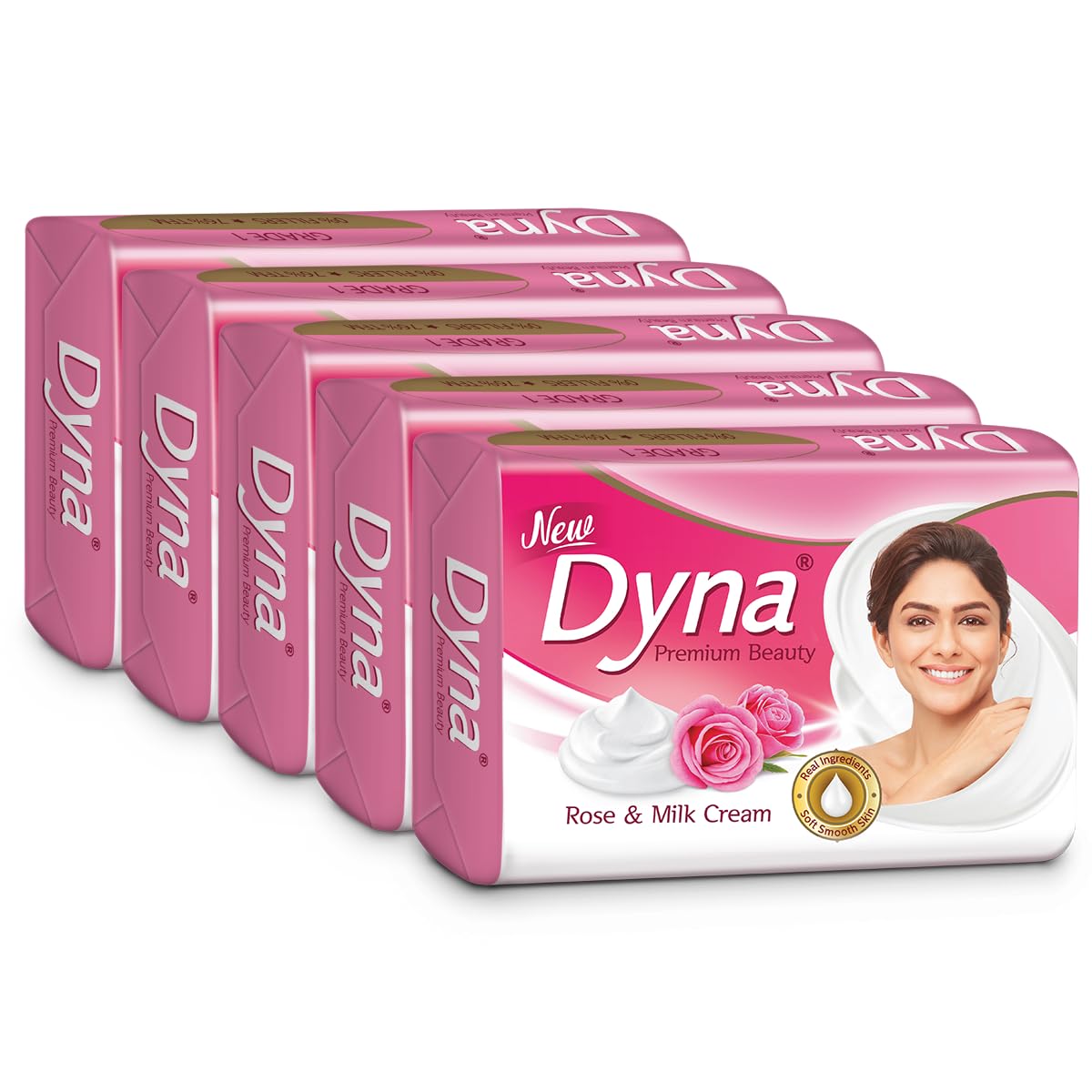Dyna Rose & Milk Cream Premium Beauty Soap 100g (Pack of 5) | Grade 1 | 76% TFM | Softening & Nourishing Skin Care-image-25