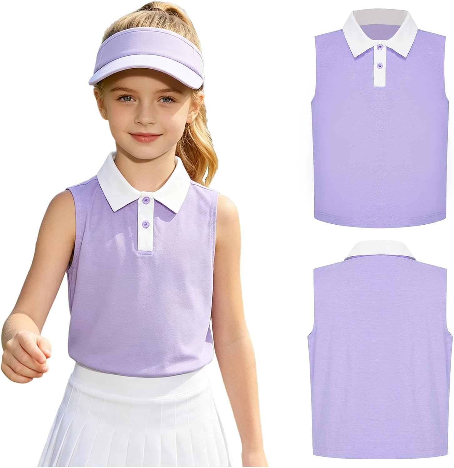 TTAO Kids Collared Sportswear Tennis Practice Shirts Golf Tank Tops Fast Drying Activewear Breathable Vest