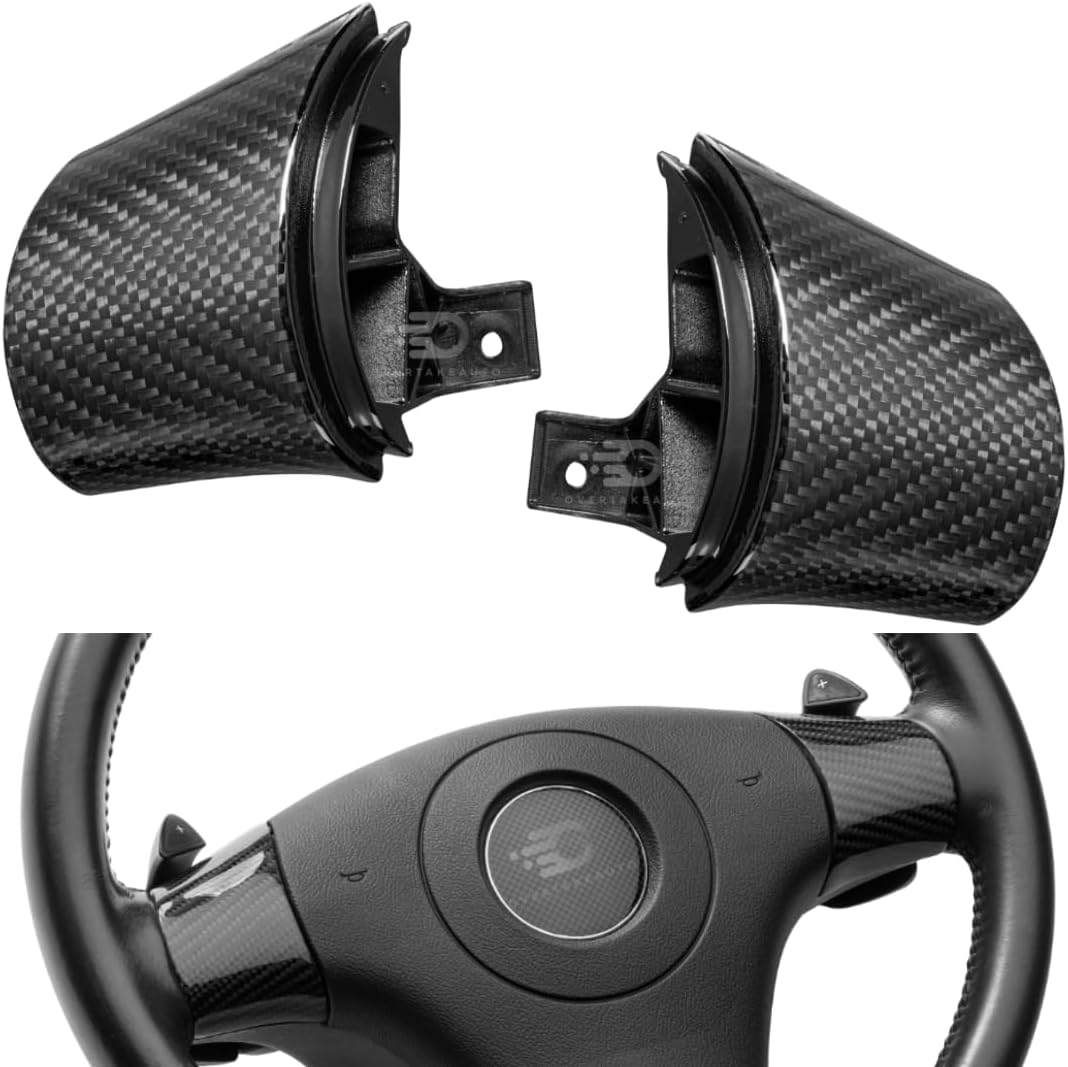 Real Carbon Fiber Steering Wheel Button Trim Cover Frame Bezels, Compatible with Chevy Corvette C6 2006-2011 Interior Accessories Carbon Fiber Replacement Part (No Button Holes)