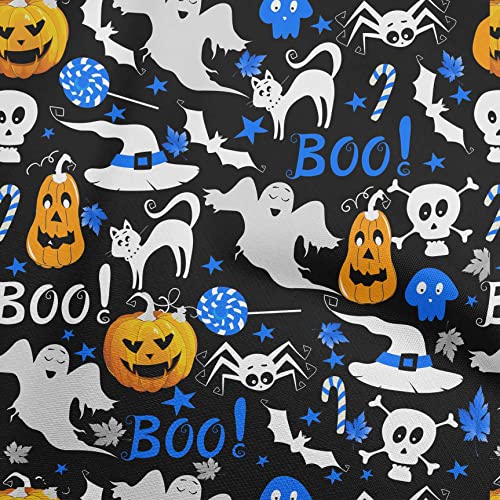 oneOone Cotton Poplin Black Fabric Halloween Quilting Supplies Print Sewing Fabric By The Yard 42 Inch Wide-6721