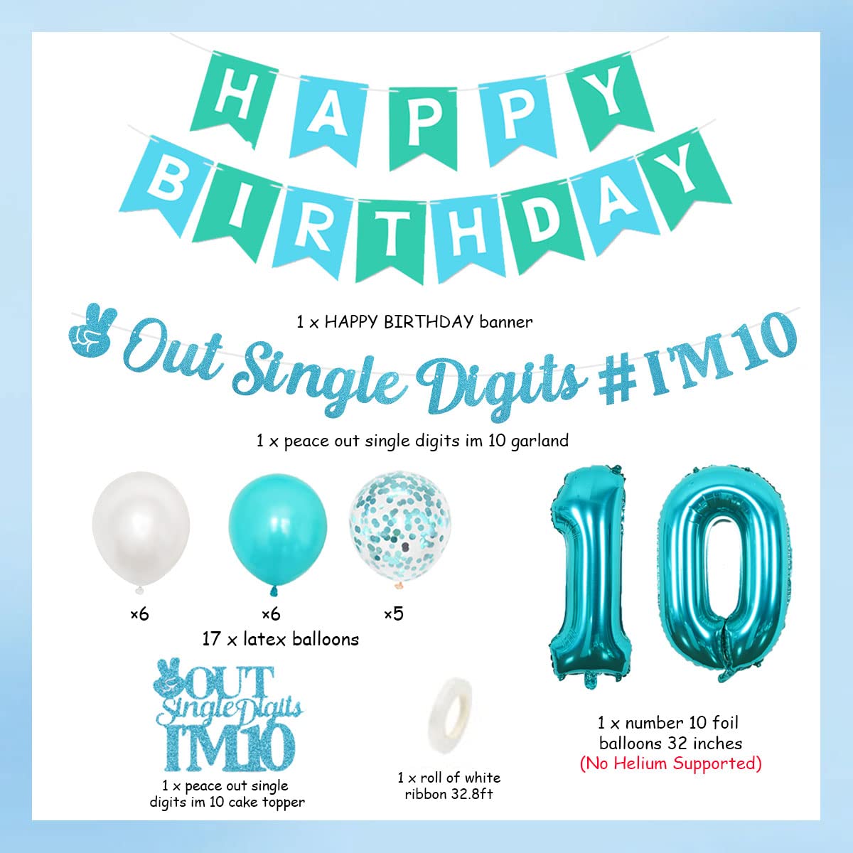 Peace Out Single Digits – 10. Geburtstag Deko-Set Für Mädchen – Banner, Ballons, Cake Topper – Groovy Blumenmuster