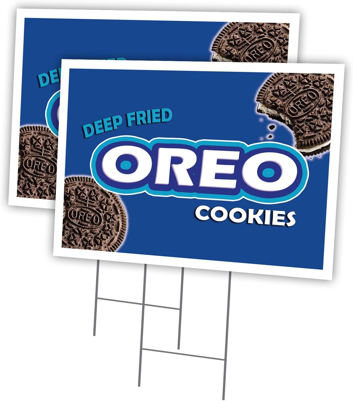 DEEP Fried Oreo 2 Pack of 18" x 24" Yard Sign & Stake | Advertise Your Business | Stake Included Image On Front Only | Made in The USA