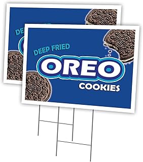 DEEP Fried Oreo 2 Pack of 12" x 16" Yard Sign & Stake | Advertise Your Business | Stake Included Image On Both Sides | Made in The USA