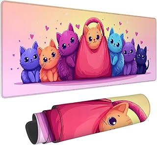 大型 ゲーミング マウスパッド 60x30cm マウスパッド かわいい 猫 拡張 キーボードパッド 防水 滑り止めゴム底 滑り止め デスクマット おしゃれ キーボードパッド マウス対応 耐洗い表面 快適操作性 ゲーム 仕事 ホーム用 オフィス 女性へのプレゼント v-471