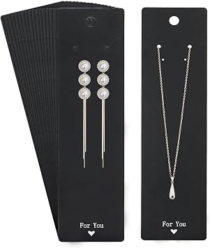 100PCS Black Necklace Display Cards, 2.16 x 8.27 Jewelry Holder Cards For You Earring Display Necklace Holders