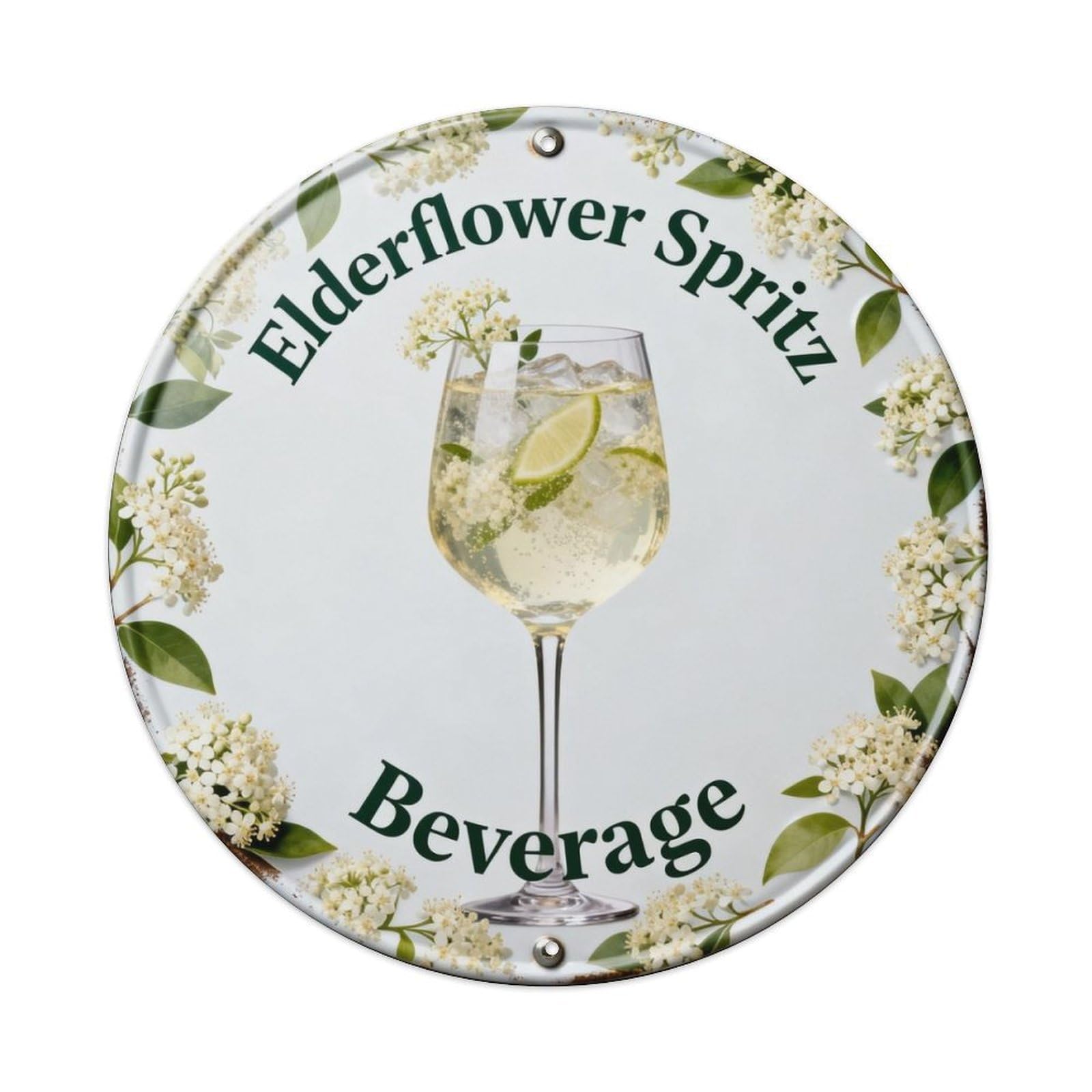 Elderflower Spritz Cocktail Metal Tin Sign Plaque