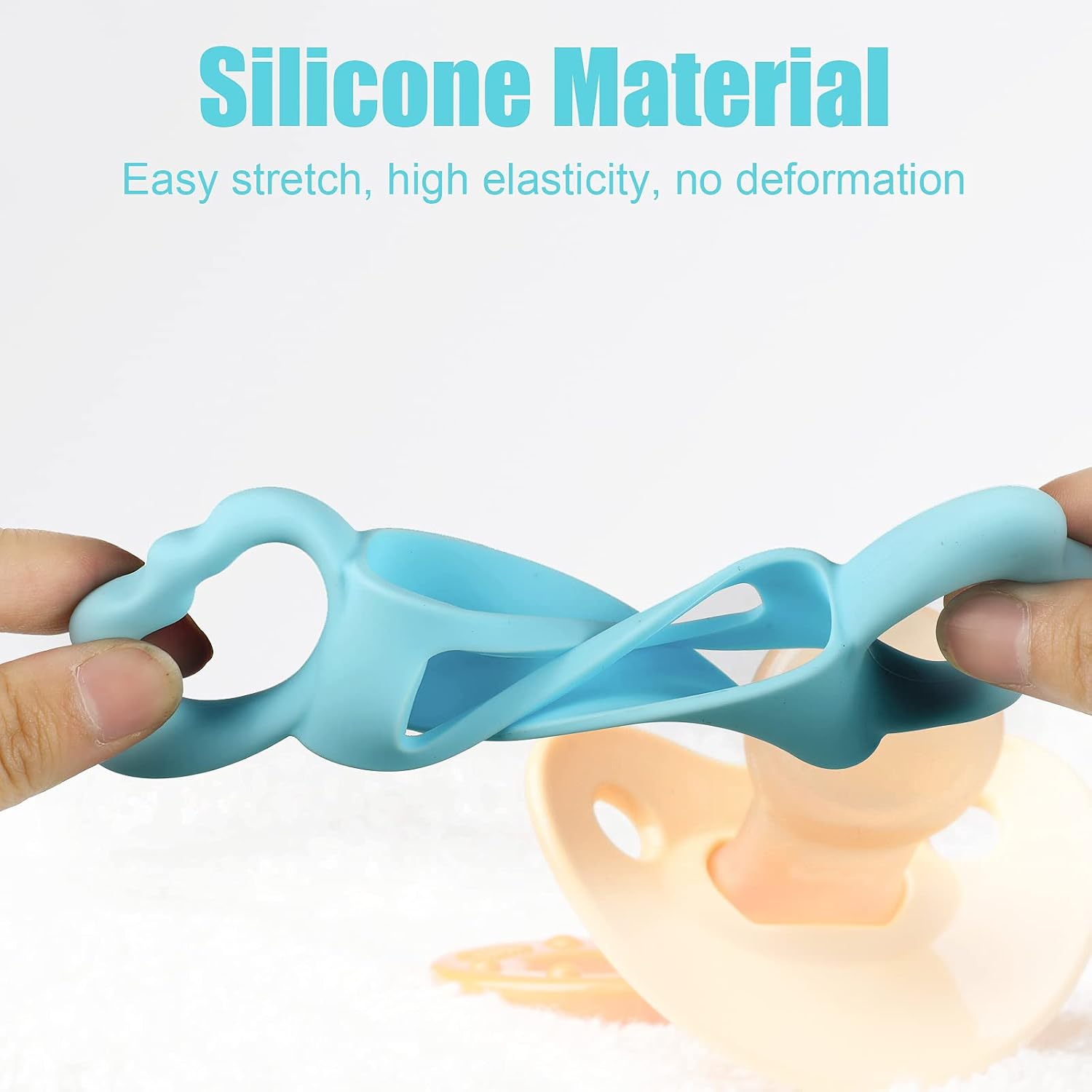 3 Pack Baby Bottle Handles Silicone Wide Neck Feeding Handle Easy Grip Lightweight Bottle Handle Small Hand Gripping for Self Feeding(Pink, Light Gray,Blue)