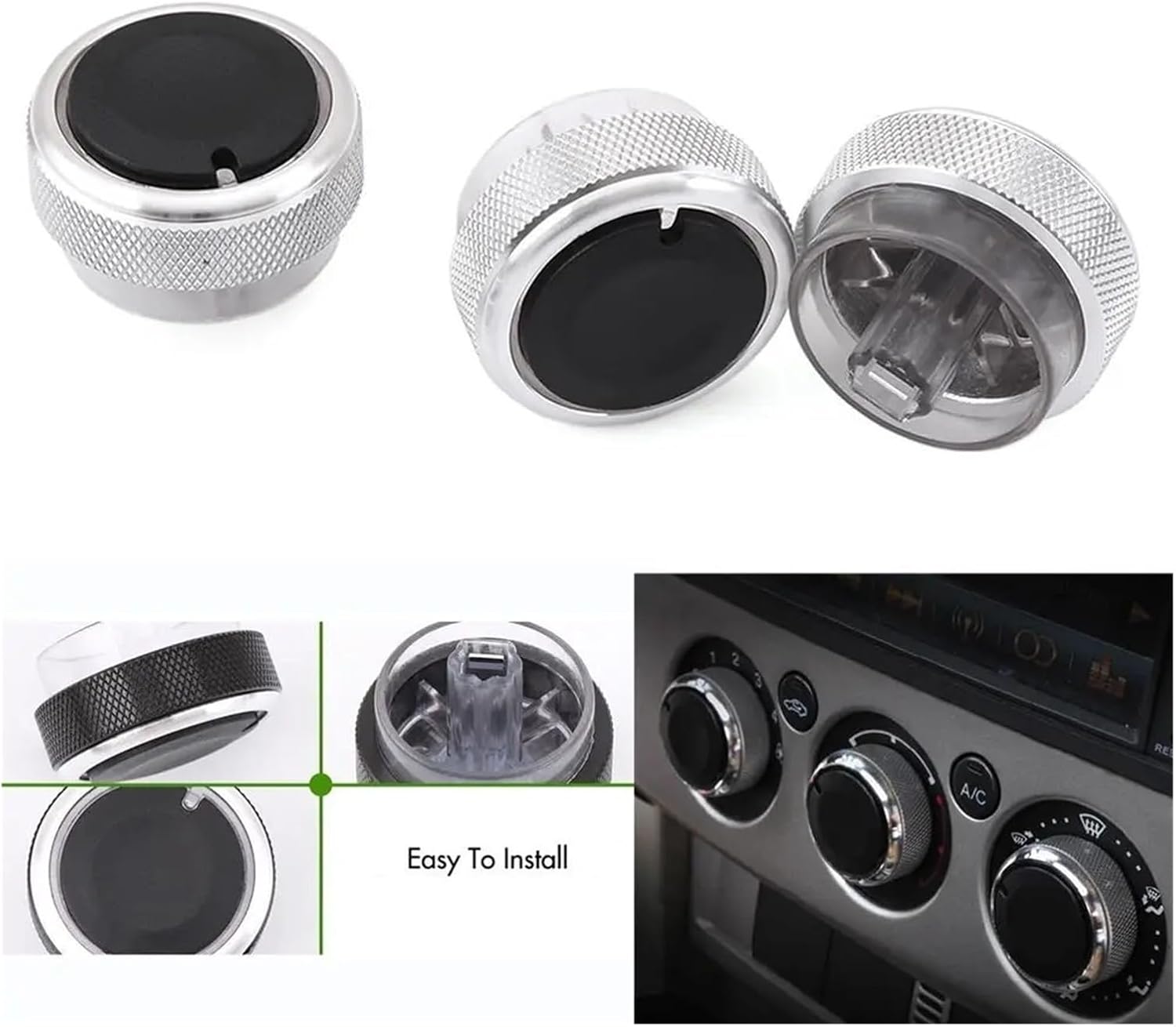 VEADONS 3 Pcs/set Special Heater Control Buttons Durable Air Conditioning Switch Button Heat Controller Knobs(Silver)