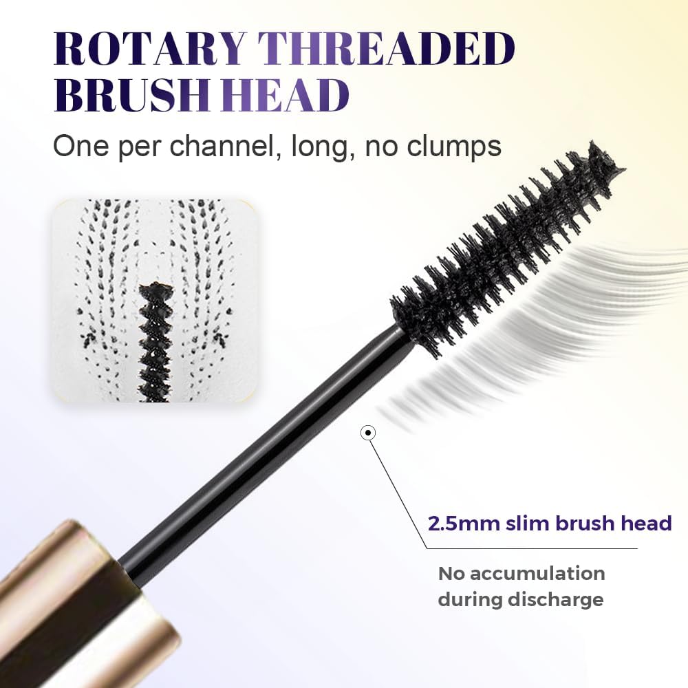 2026 New Ultra-Fine Lengthening Waterproof Quick-Dry Mascara, Slim Brush 3D Curling Eyelash Smudge Proof No Clumping, Upgrade Long-Lasting Curling Mascara for Fine Short Lash Older Women, Black