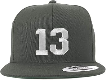 Trendy Apparel Shop Number 13 White Thread Embroidered Flat Bill Snapback Baseball Cap