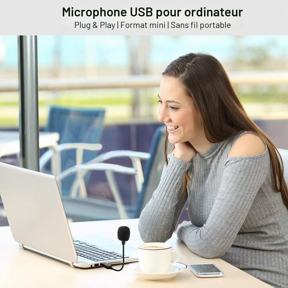 Microphone USB sans Fil pour Ordinateur Portable et Ordinateur de Bureau, avec col de Cygne et Carte Son intégrée, Compatible avec Windows PC et Mac, Petite Taille, prêt à l'emploi, Microphone à