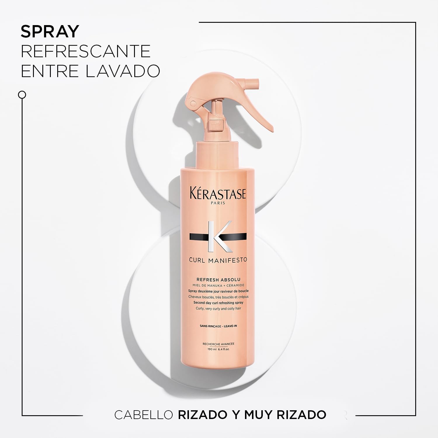 Kérastase, Curl Manifesto, Spray Ravvivatore di Ricci Quotidiano, Per Capelli Ricci, Crespi & Mossi, Refresh Absolute, 190 ml