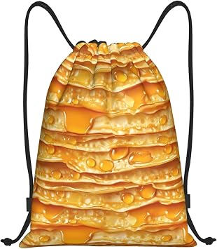 Realistic Butter Pancakes Novelty Drawstring Backpack Gym Drawstring Bags For Women Men Draw String Bag Sackpack