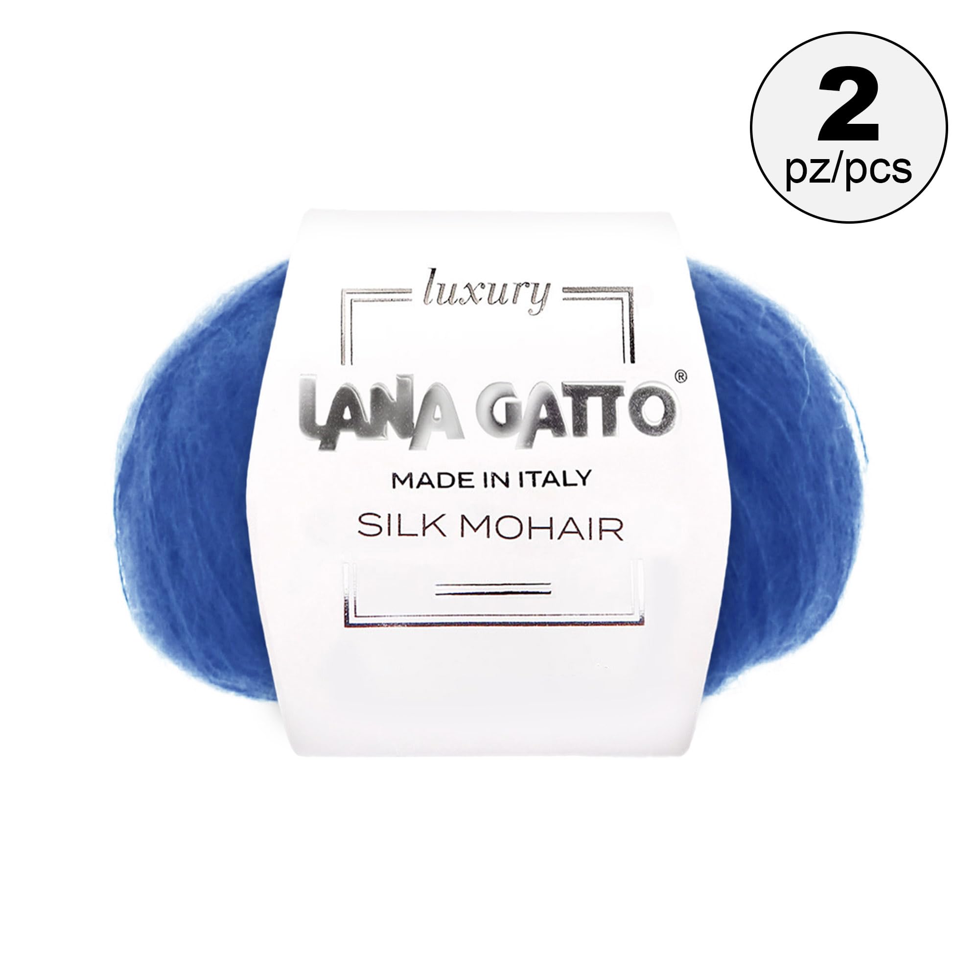 Silk Mohair Yarns for Knitting Lana Gatto Luxury Silk Mohair Line, 50 gr., 424 mt, / 1,8 oz., 464 yds, (Blue - 30146, 2) - Image 2