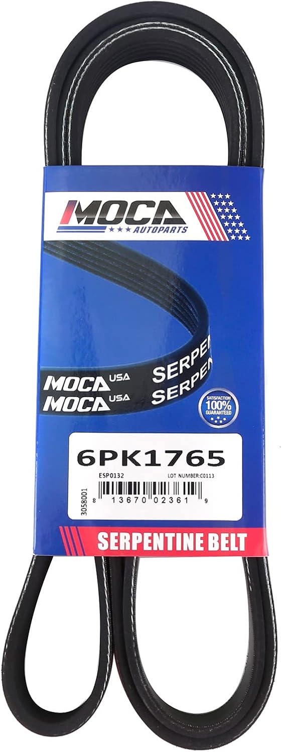 MOCA EPDM Serpentine Belt Professional V-Ribbed Compatible with 94-98 for Buick Century 3.1L & 96-99 for Chevrolet Lumina 3.1L & 98-01 for Ford Ranger 2.5L #6PK1765