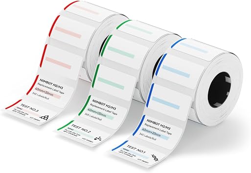 NIIMBOT M2/M3 Thermal Transfer Labels 3 Rolls 1.570.79 Multi-Color Set | 40mm20mm, 345 Tapes/Roll, Only for M2/M3 Label Maker, Long Storage Time, for Small Businesses, Lab Labeling