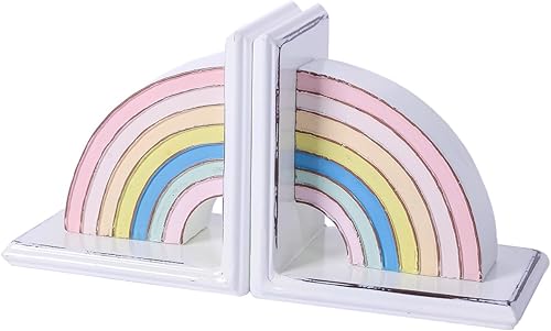 NIKKY HOME Sujetalibros de metal con forma de arco iris antideslizantes para niñas, hogar, habitación de niños, aula, guardería, decoración